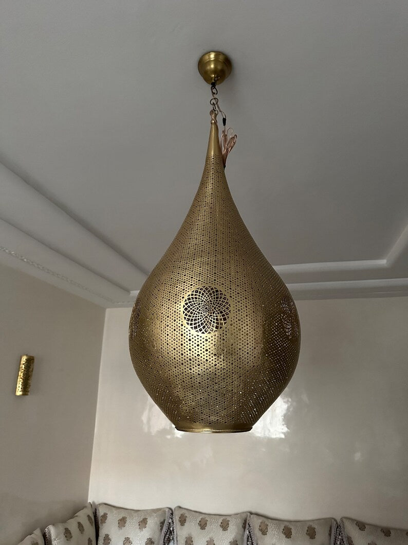 Moroccan Handmade Brass Ceiling Pendant Light (Nanna)