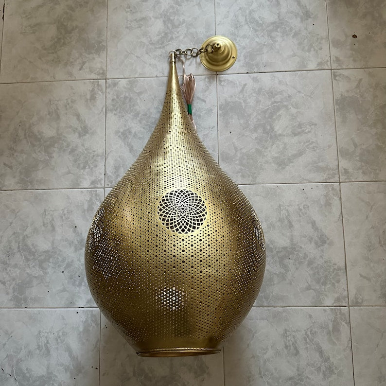 Moroccan Handmade Brass Ceiling Pendant Light (Nanna)