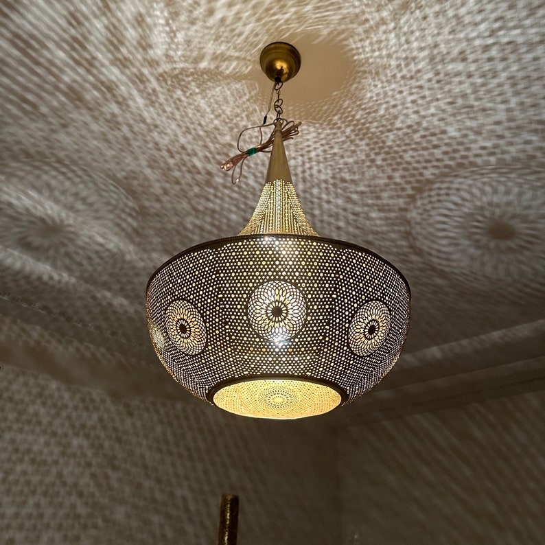 Moroccan Handmade Brass Ceiling Pendant Light (Lalla)