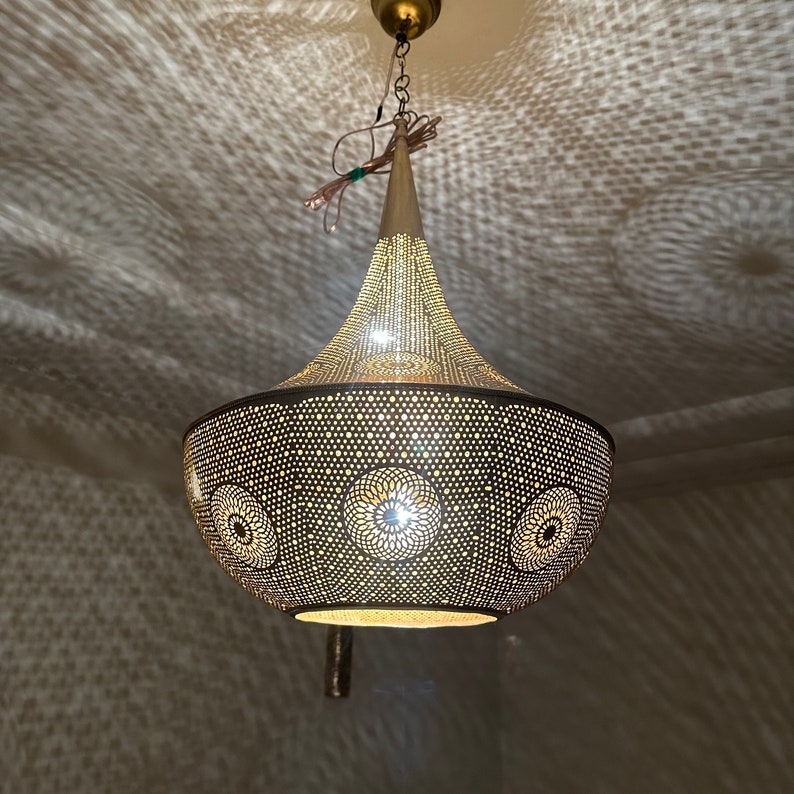 Moroccan Handmade Brass Ceiling Pendant Light (Lalla)
