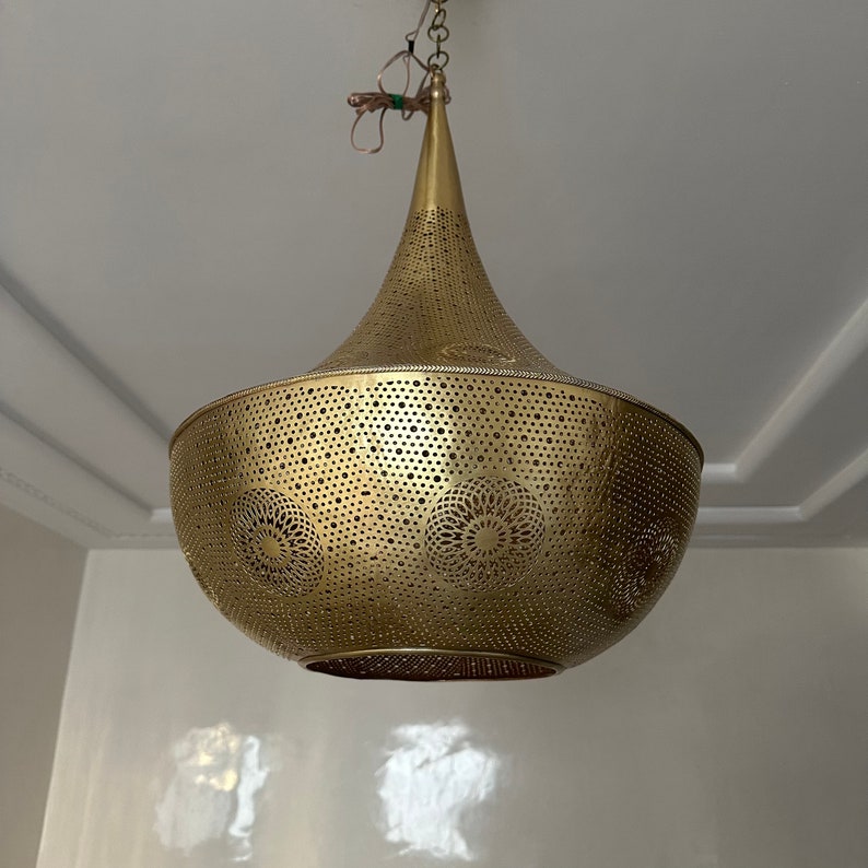 Moroccan Handmade Brass Ceiling Pendant Light (Lalla)