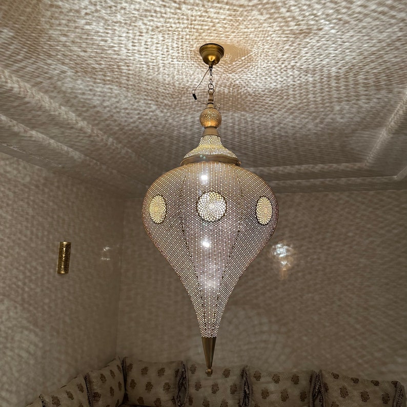 Moroccan Handmade Brass Ceiling Pendant Light (Mahveen)