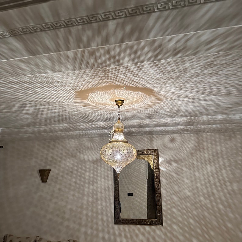 Moroccan Handmade Brass Ceiling Pendant Light (Sekina)
