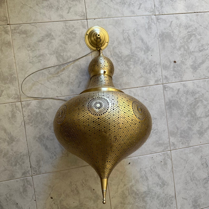 Moroccan Handmade Brass Ceiling Pendant Light (Sekina)