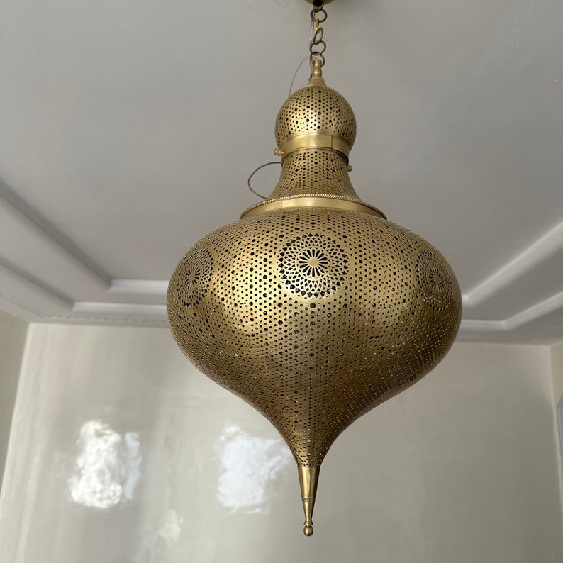 Moroccan Handmade Brass Ceiling Pendant Light (Sekina)