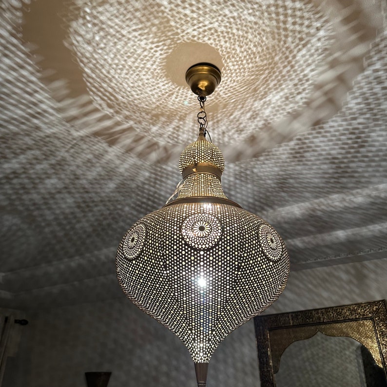 Moroccan Handmade Brass Ceiling Pendant Light (Sekina)
