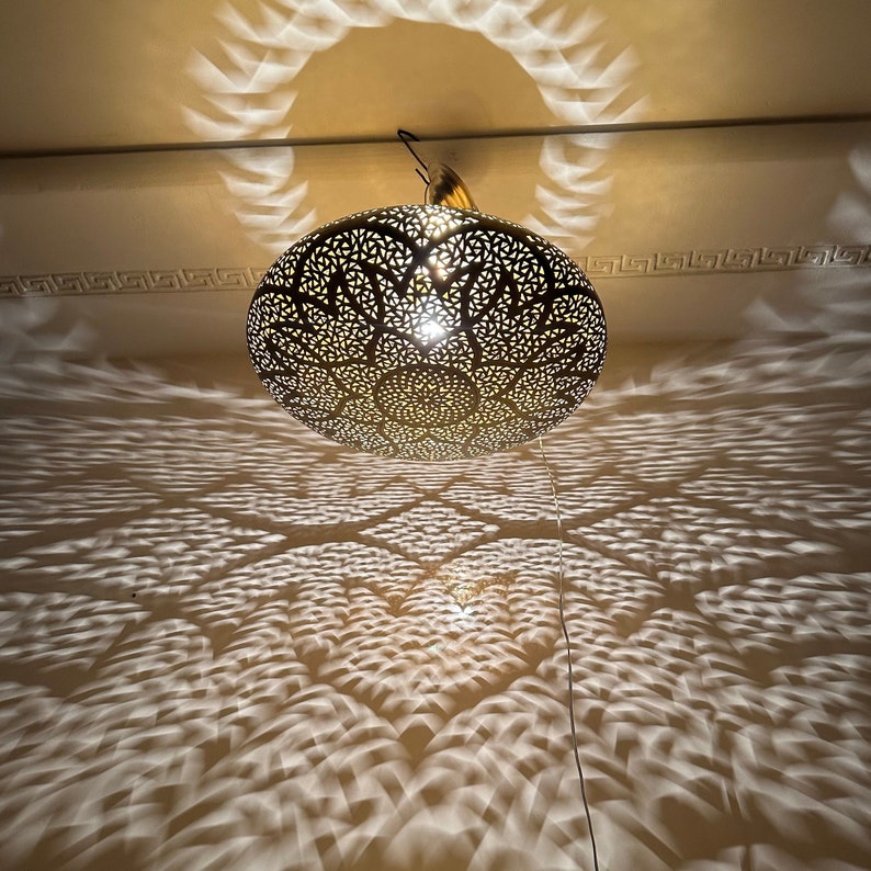 Order by Size : Moroccan Handmade Brass Ceiling Pendant Light (Warda)