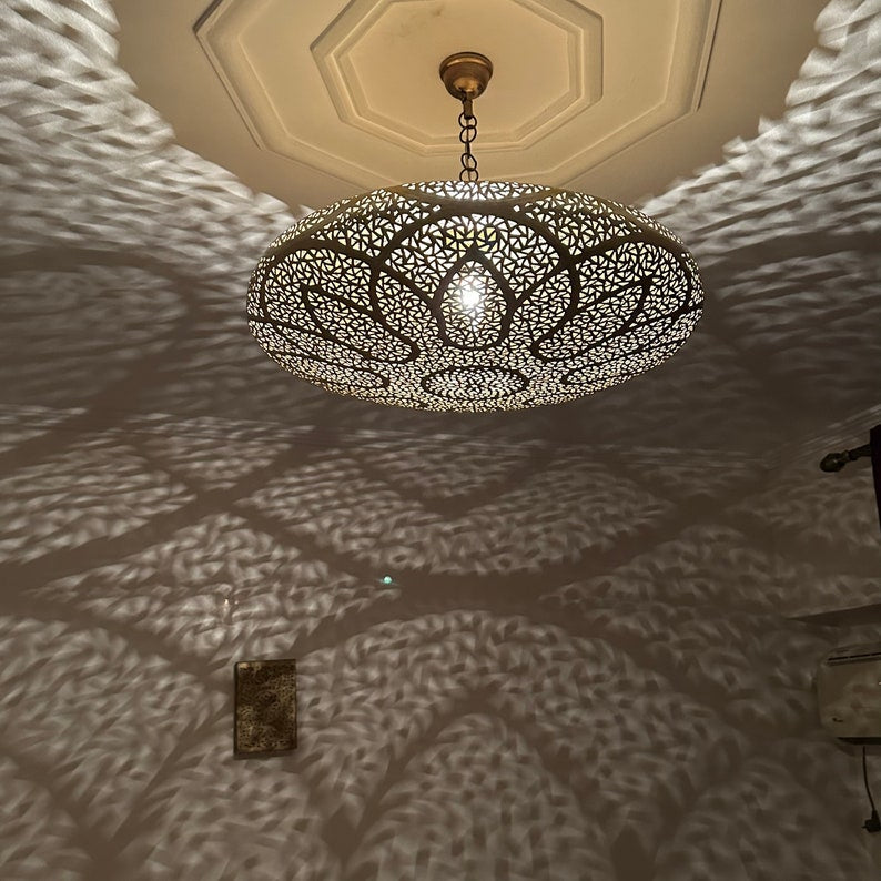 Order by Size : Moroccan Handmade Brass Ceiling Pendant Light (Rayhana)