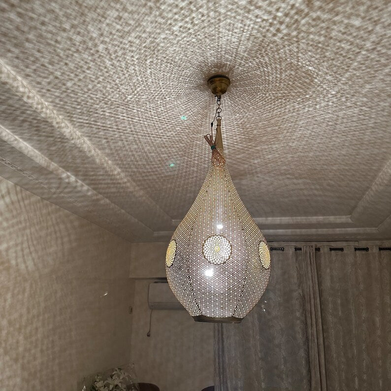 Moroccan Handmade Brass Ceiling Pendant Light (Nanna)