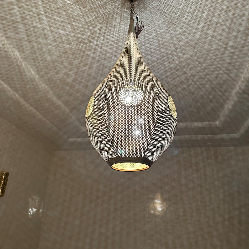 Moroccan Handmade Brass Ceiling Pendant Light (Nanna)