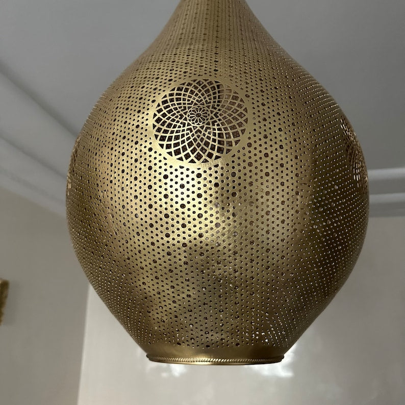 Moroccan Handmade Brass Ceiling Pendant Light (Nanna)