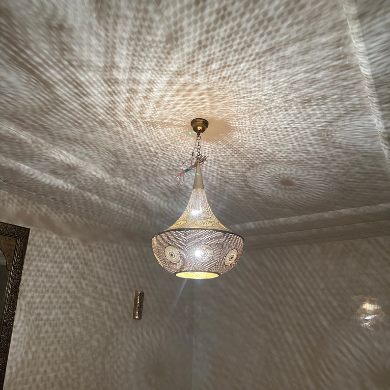 Moroccan Handmade Brass Ceiling Pendant Light (Lalla)