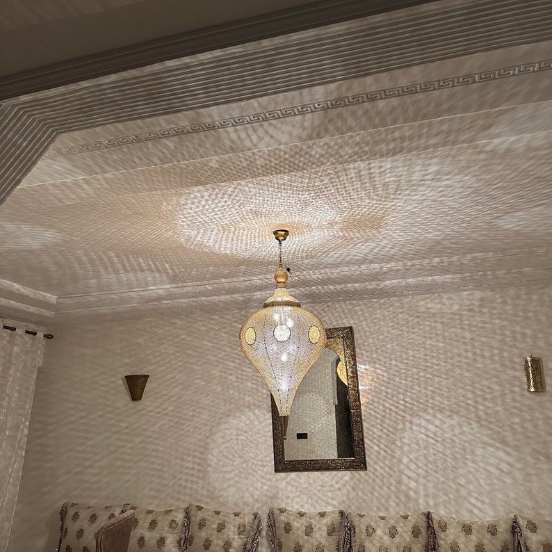 Moroccan Handmade Brass Ceiling Pendant Light (Mahveen)