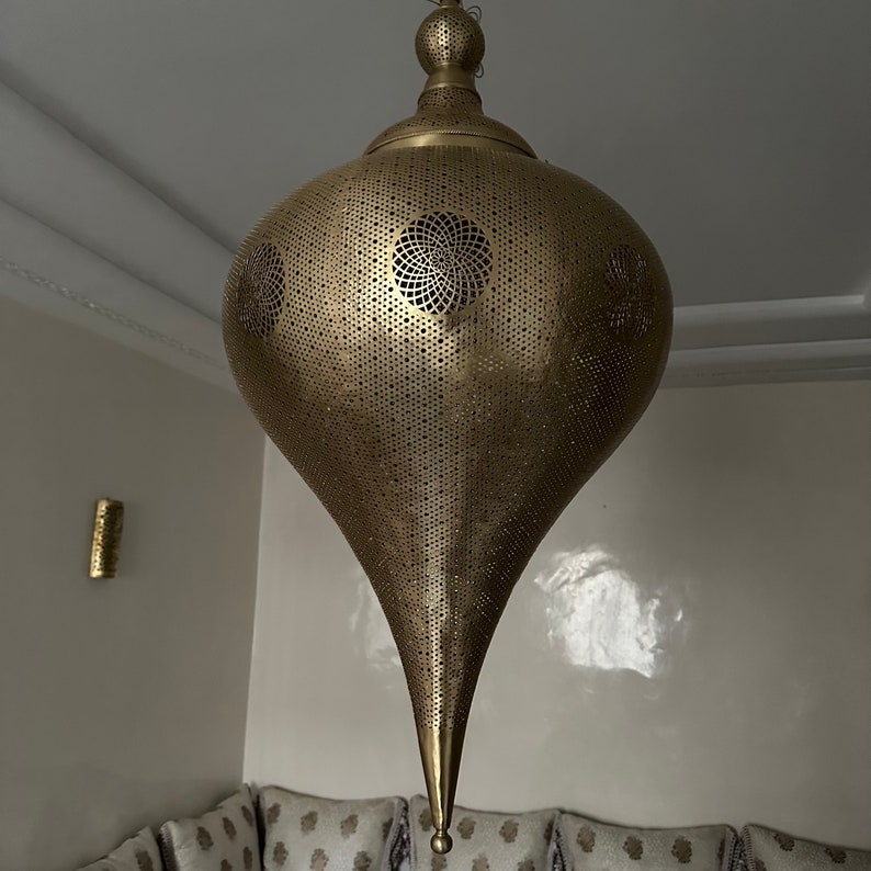 Moroccan Handmade Brass Ceiling Pendant Light (Mahveen)