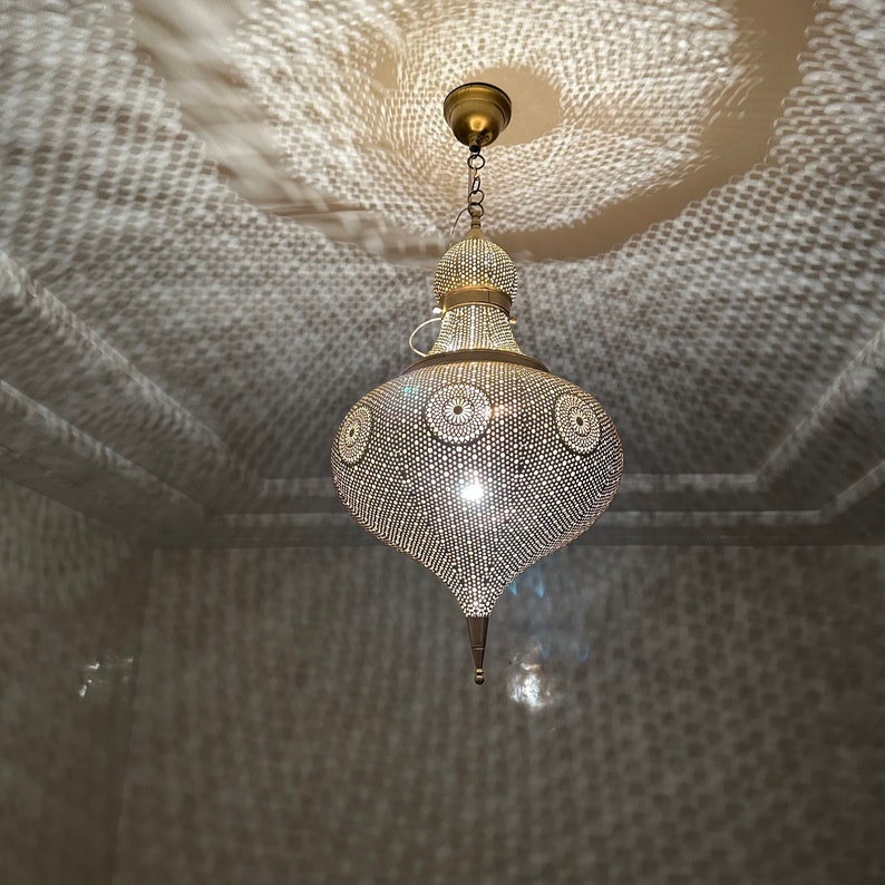 Moroccan Handmade Brass Ceiling Pendant Light (Sekina)