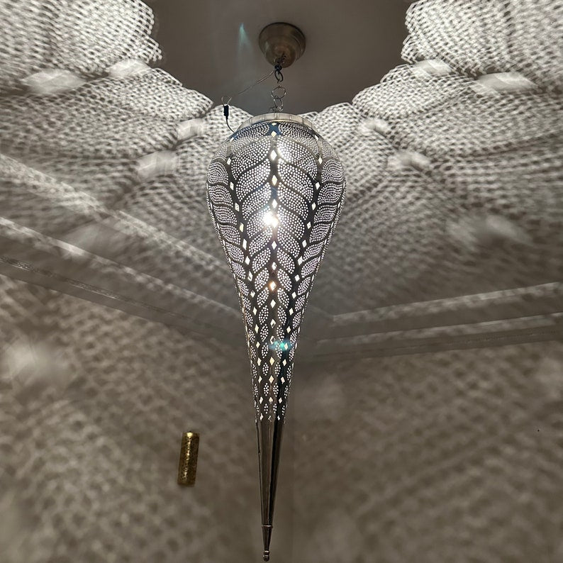 Order by Size : Moroccan Handmade Brass Ceiling Pendant Light (Tafukt)