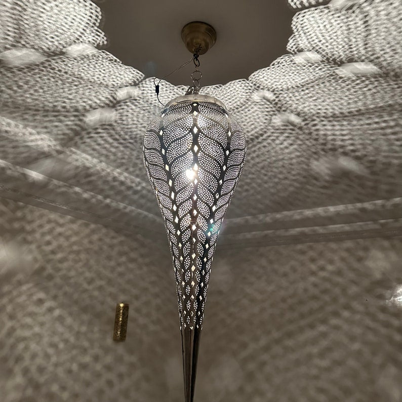 Order by Size : Moroccan Handmade Brass Ceiling Pendant Light (Tafukt)