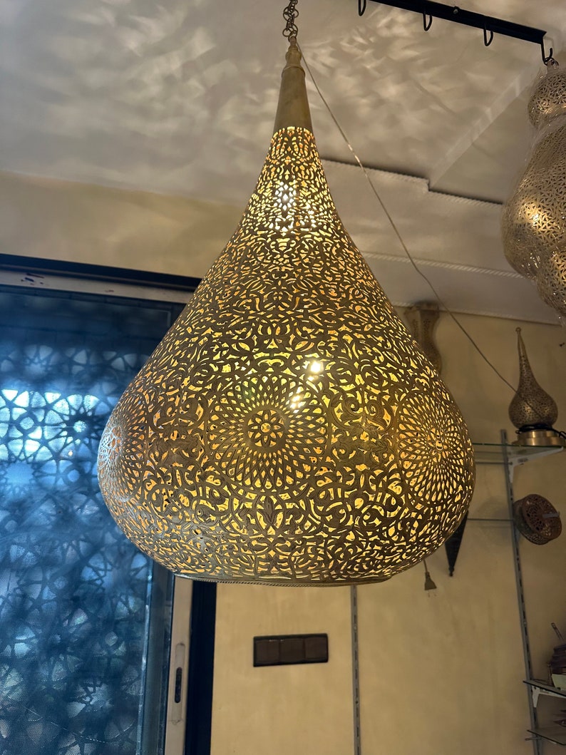 Order by Size : Moroccan Handmade Brass Ceiling Pendant Light (Sabah)