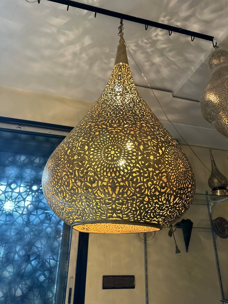 Order by Size : Moroccan Handmade Brass Ceiling Pendant Light (Sabah)