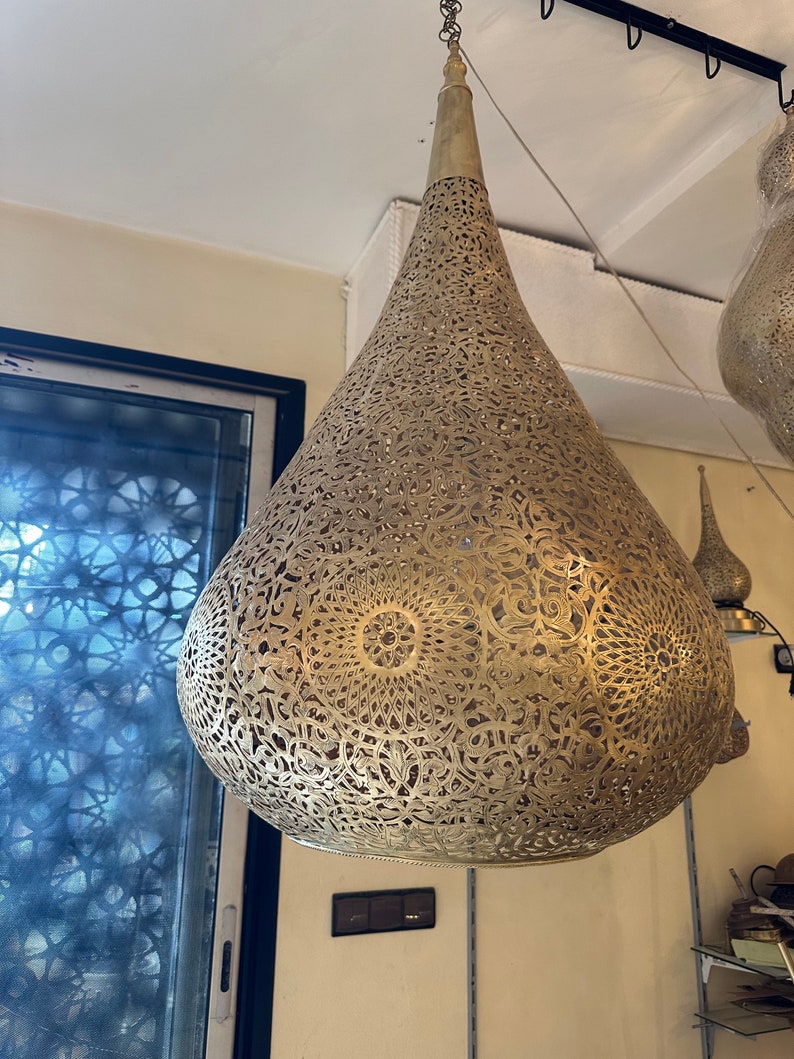 Order by Size : Moroccan Handmade Brass Ceiling Pendant Light (Sabah)