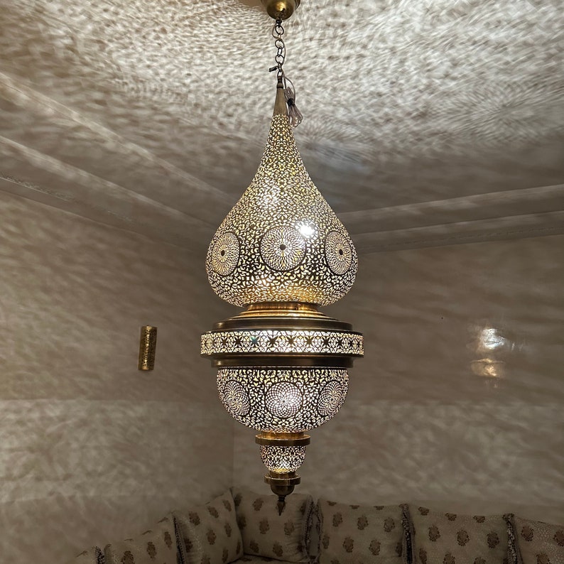 Order by Size : Moroccan Handmade Brass Ceiling Pendant Light (Laytmas)