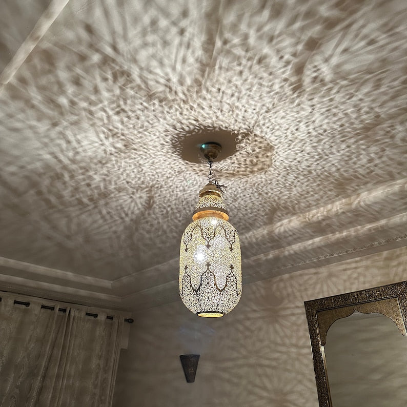 Order by Size : Moroccan Handmade Brass Ceiling Pendant Light (Inas)