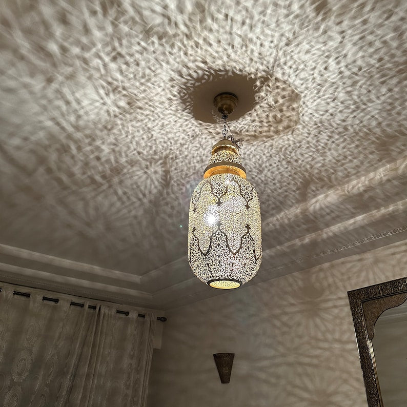 Order by Size : Moroccan Handmade Brass Ceiling Pendant Light (Inas)