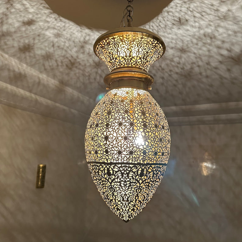 Moroccan Handmade Brass Ceiling Pendant Light (Mana)