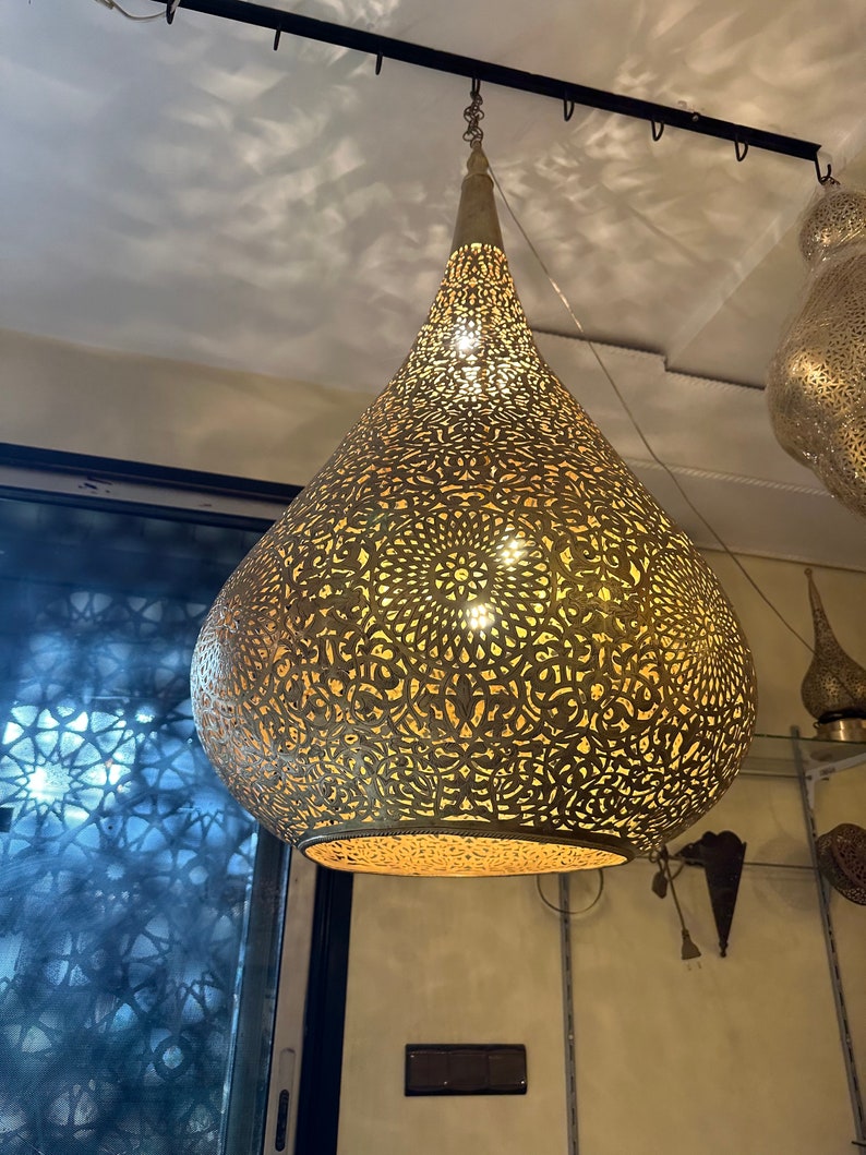 Order by Size : Moroccan Handmade Brass Ceiling Pendant Light (Sabah)