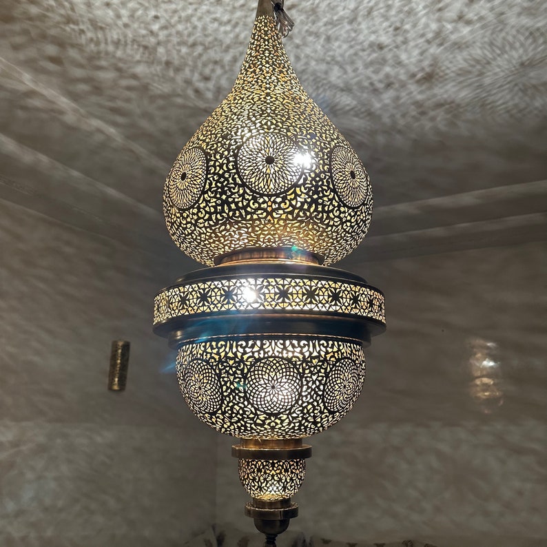 Order by Size : Moroccan Handmade Brass Ceiling Pendant Light (Laytmas)