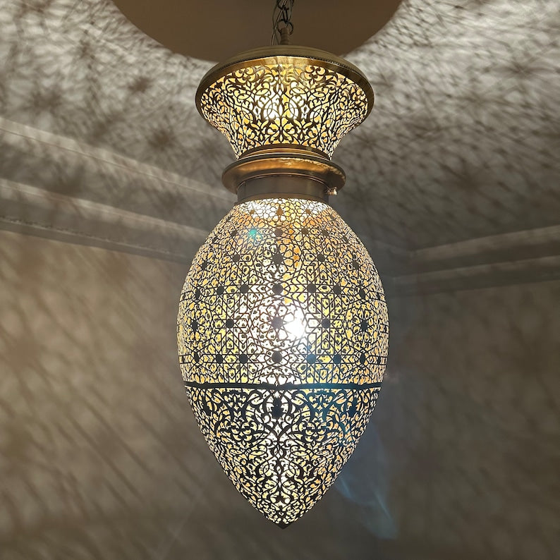 Moroccan Handmade Brass Ceiling Pendant Light (Mana)