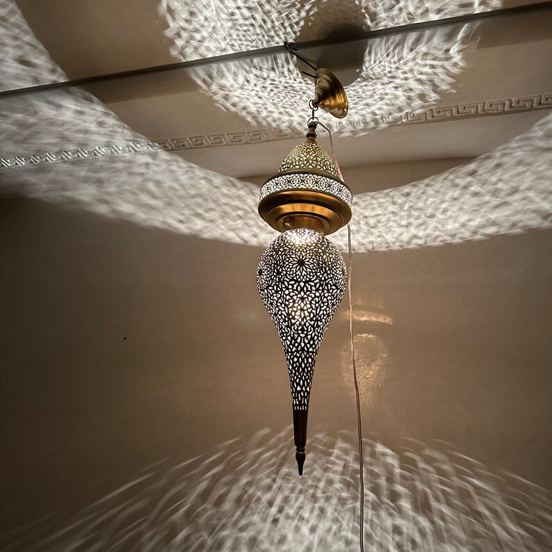 Order by Size : Moroccan Handmade Brass Ceiling Pendant Light (Haylana)