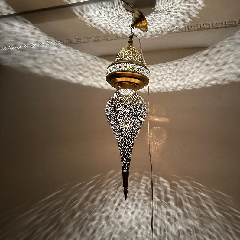 Order by Size : Moroccan Handmade Brass Ceiling Pendant Light (Haylana)