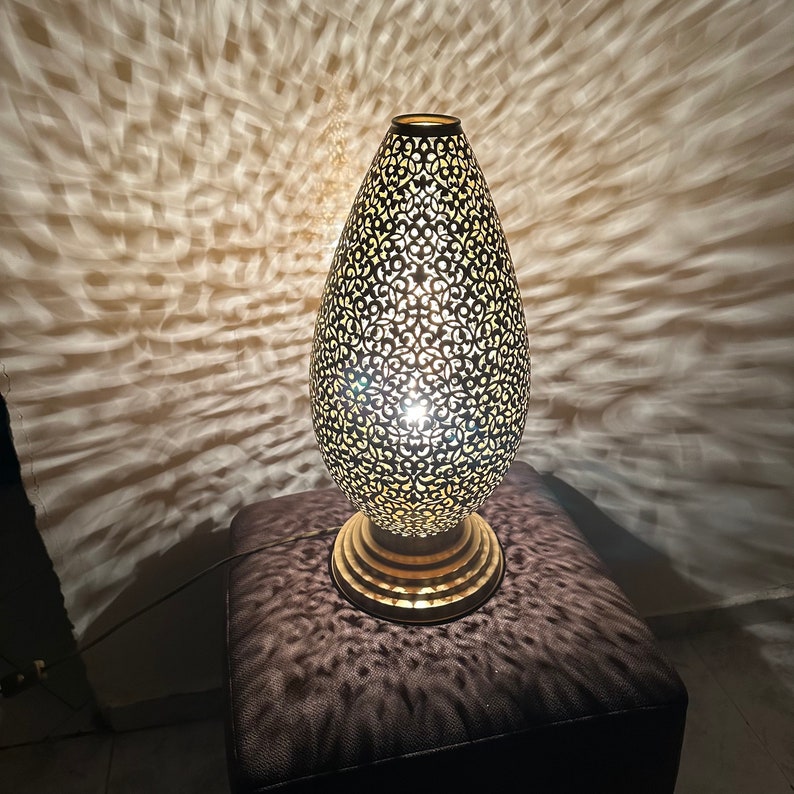 Order by Size : Moroccan Handmade Brass Table Lamp (Layan)