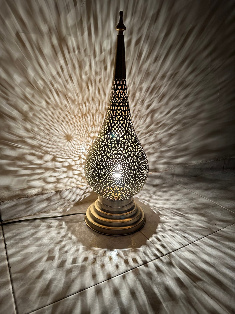 Order by Size : Moroccan Handmade Brass Table Lamp (Mahra)