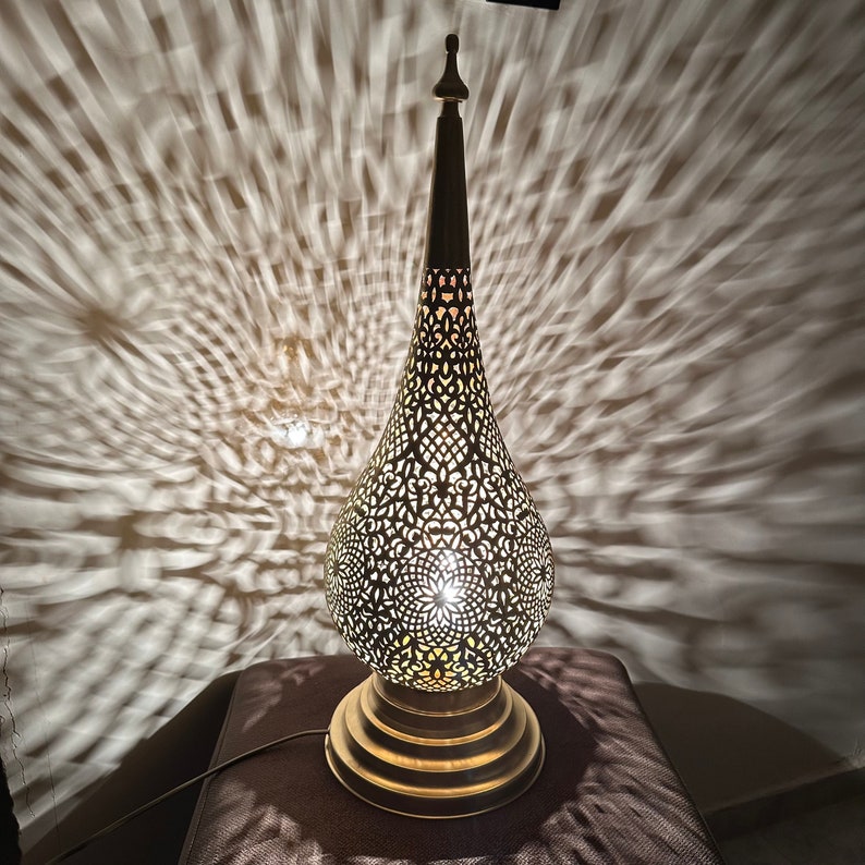 Order by Size : Moroccan Handmade Brass Table Lamp (Mahra)