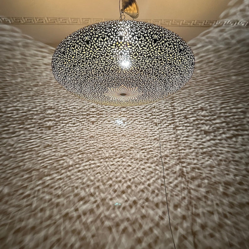 Order by Size : Moroccan Handmade Brass Ceiling Pendant Light (Shifa)