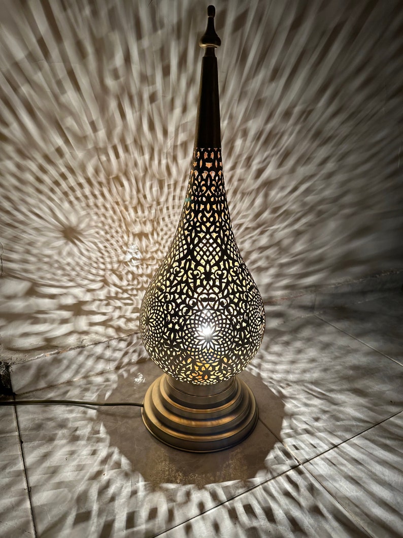 Order by Size : Moroccan Handmade Brass Table Lamp (Mahra)
