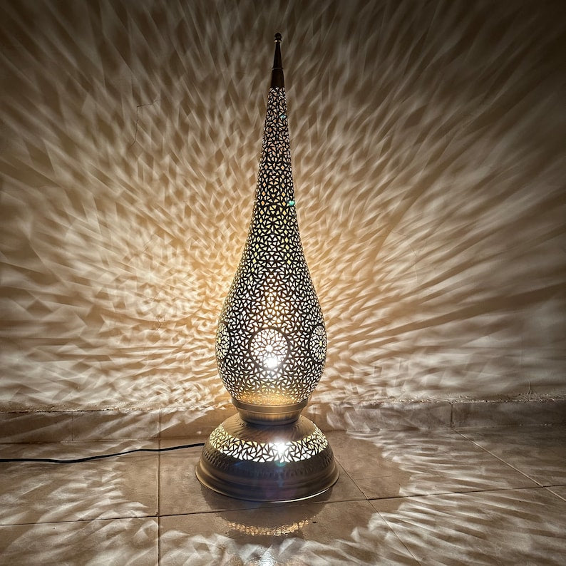 Order by Size : Moroccan Handmade Brass Table Lamp (Lulu)
