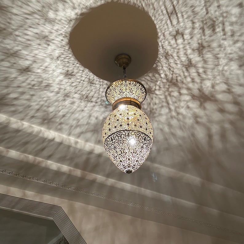 Moroccan Handmade Brass Ceiling Pendant Light (Mana)