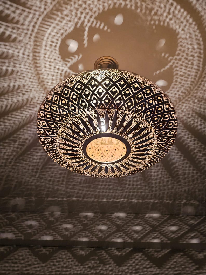 Order by Size : Moroccan Handmade Brass Ceiling Pendant Light (Maysaa)