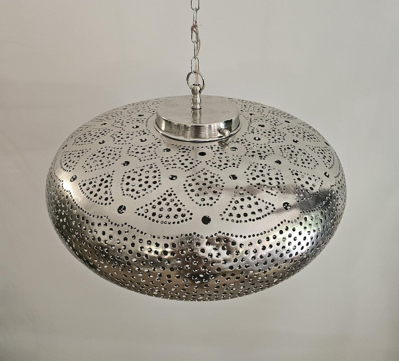 Order by Size : Moroccan Handmade Brass Ceiling Pendant Light (Rawdah)