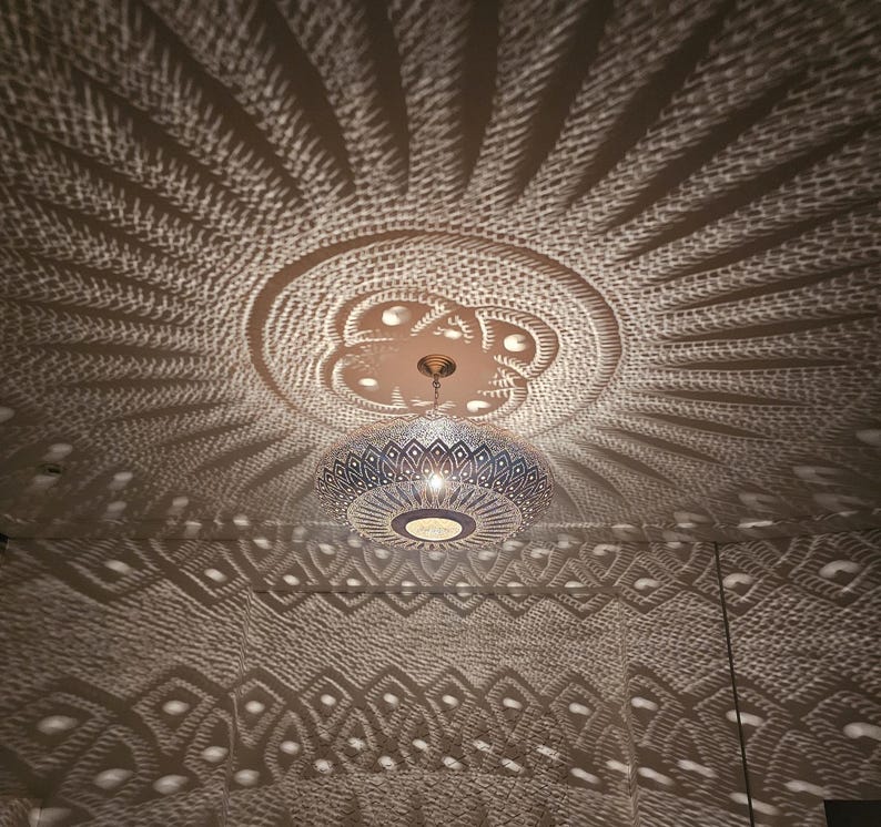 Order by Size : Moroccan Handmade Brass Ceiling Pendant Light (Tahira)