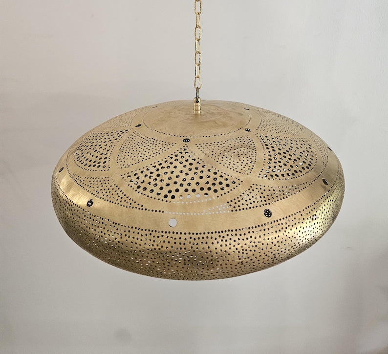 Order by Size : Moroccan Handmade Brass Ceiling Pendant Light (Hooriya)