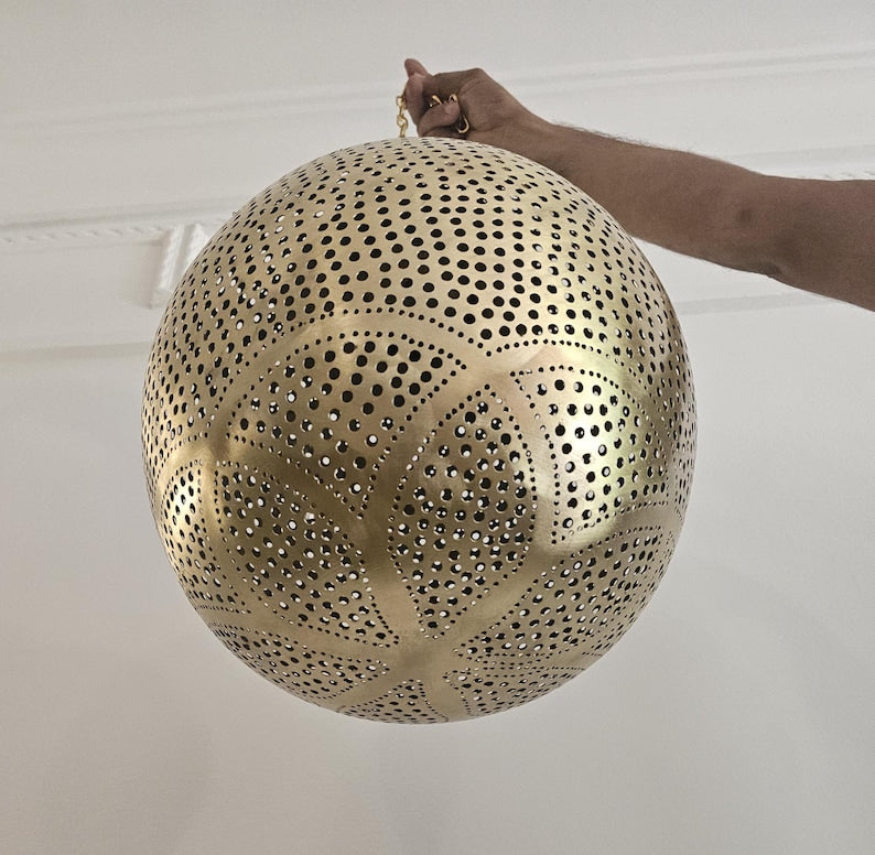 Order by Size : Moroccan Handmade Brass Ceiling Pendant Light (Thanaa)
