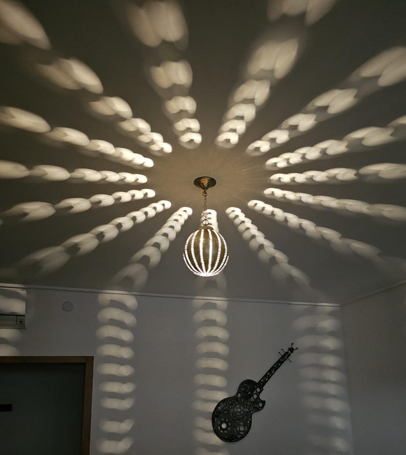 Order by Size : Moroccan Handmade Brass Ceiling Pendant Light (Riham)