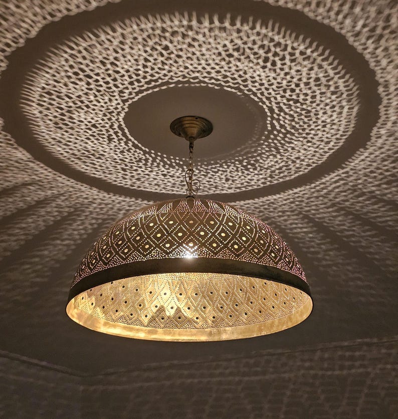 Order by Size : Moroccan Handmade Brass Ceiling Pendant Light (Basma)