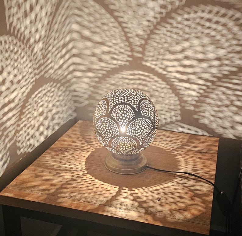 Order by Size : Moroccan Handmade Brass Table Lamp (Dahab)