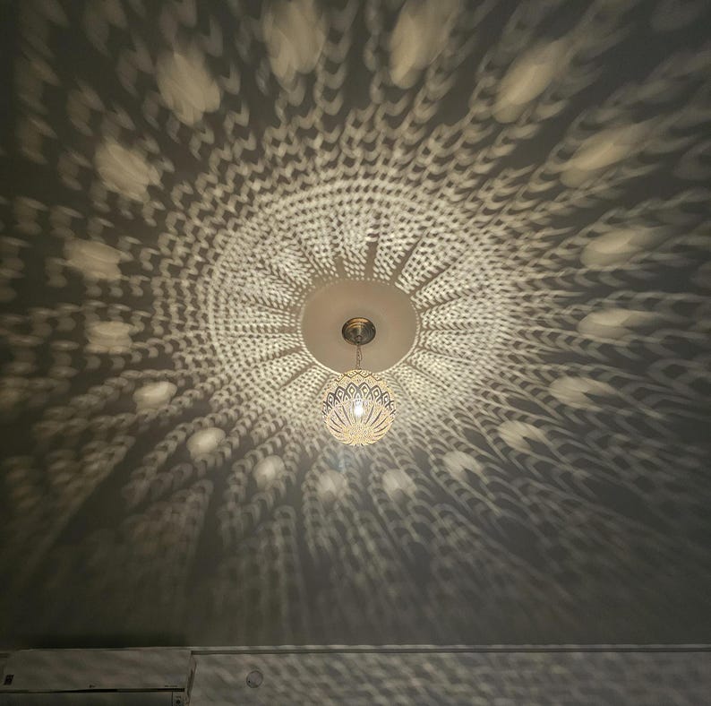 Order by Size : Moroccan Handmade Brass Ceiling Pendant Light (Shahira)