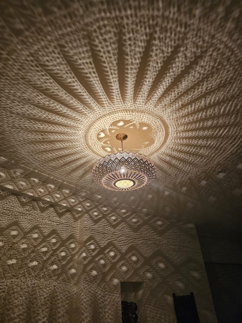 Order by Size : Moroccan Handmade Brass Ceiling Pendant Light (Maysaa)